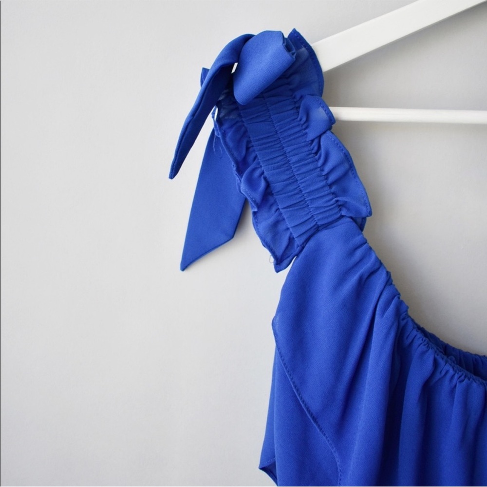 NWT MISA Los Angeles Isidora Dress Sz L Tiered Ruffle Off Shoulder Midi Romantic - Picture 7 of 12